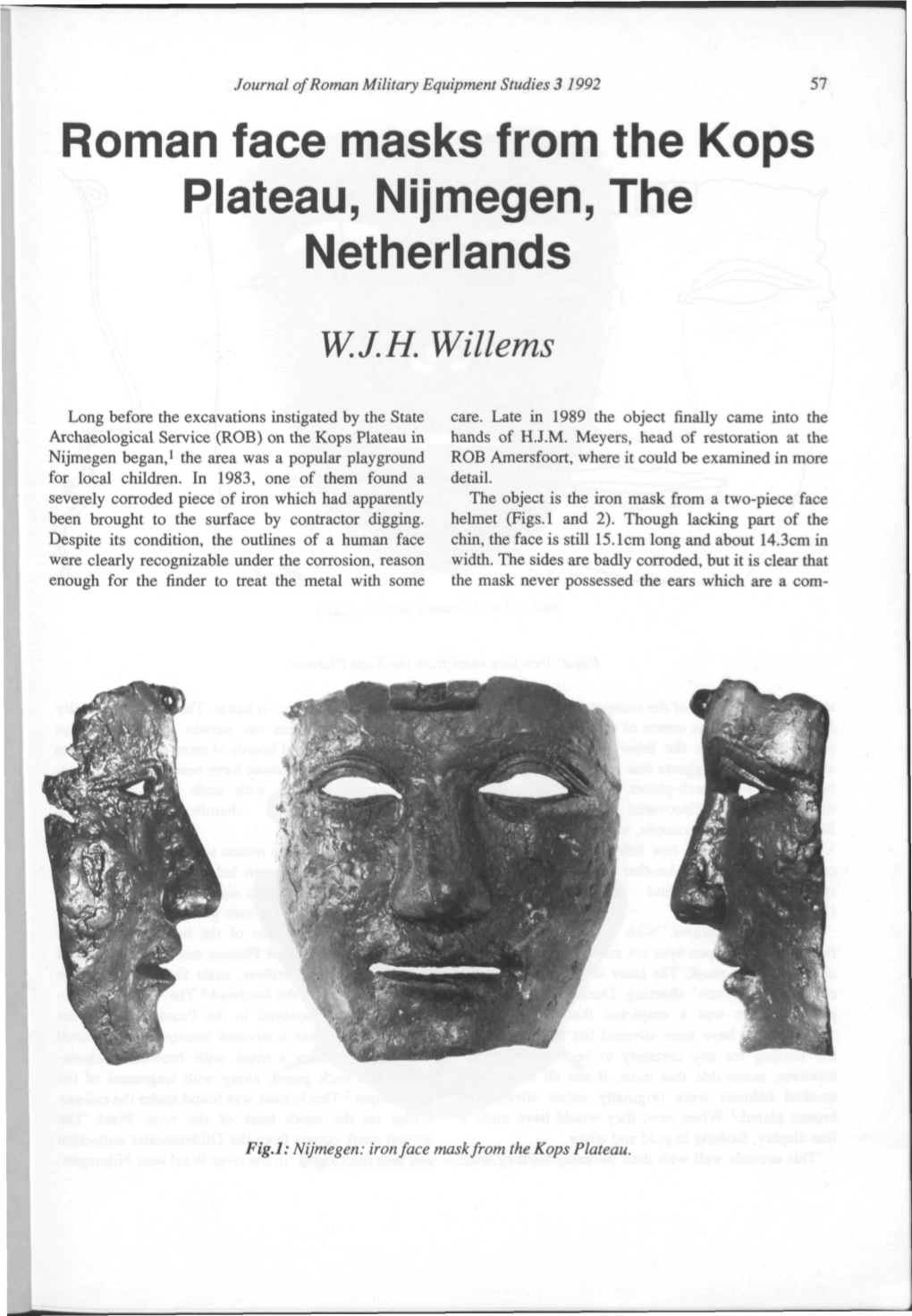 Roman Face Masks from the Kops Plateau, Nijmegen, the Netherlands