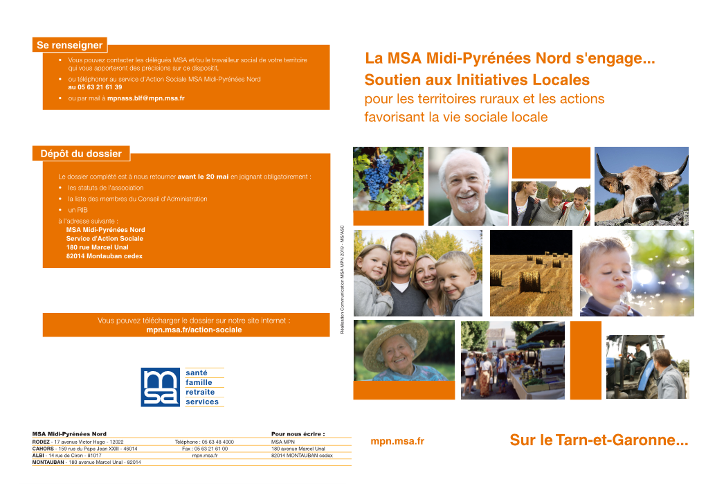 La MSA Midi-Pyrénées Nord S'engage... Soutien Aux Initiatives Locales Sur Le Tarn-Et-Garonne