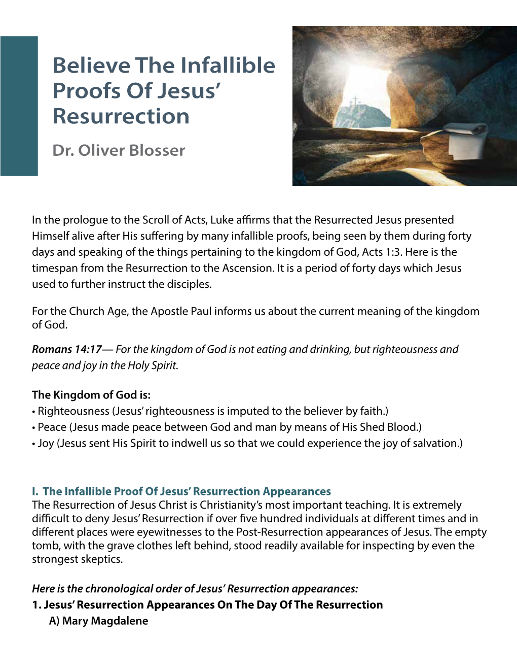 Believe the Infallible Proofs of Jesus' Resurrection