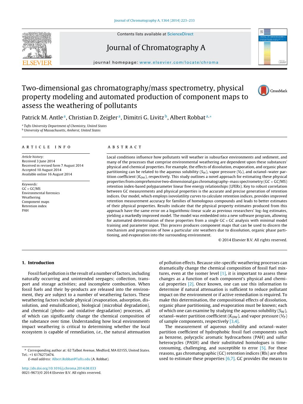 Two-Dimensional Gas Chromatography/Mass Spectrometry, Physical