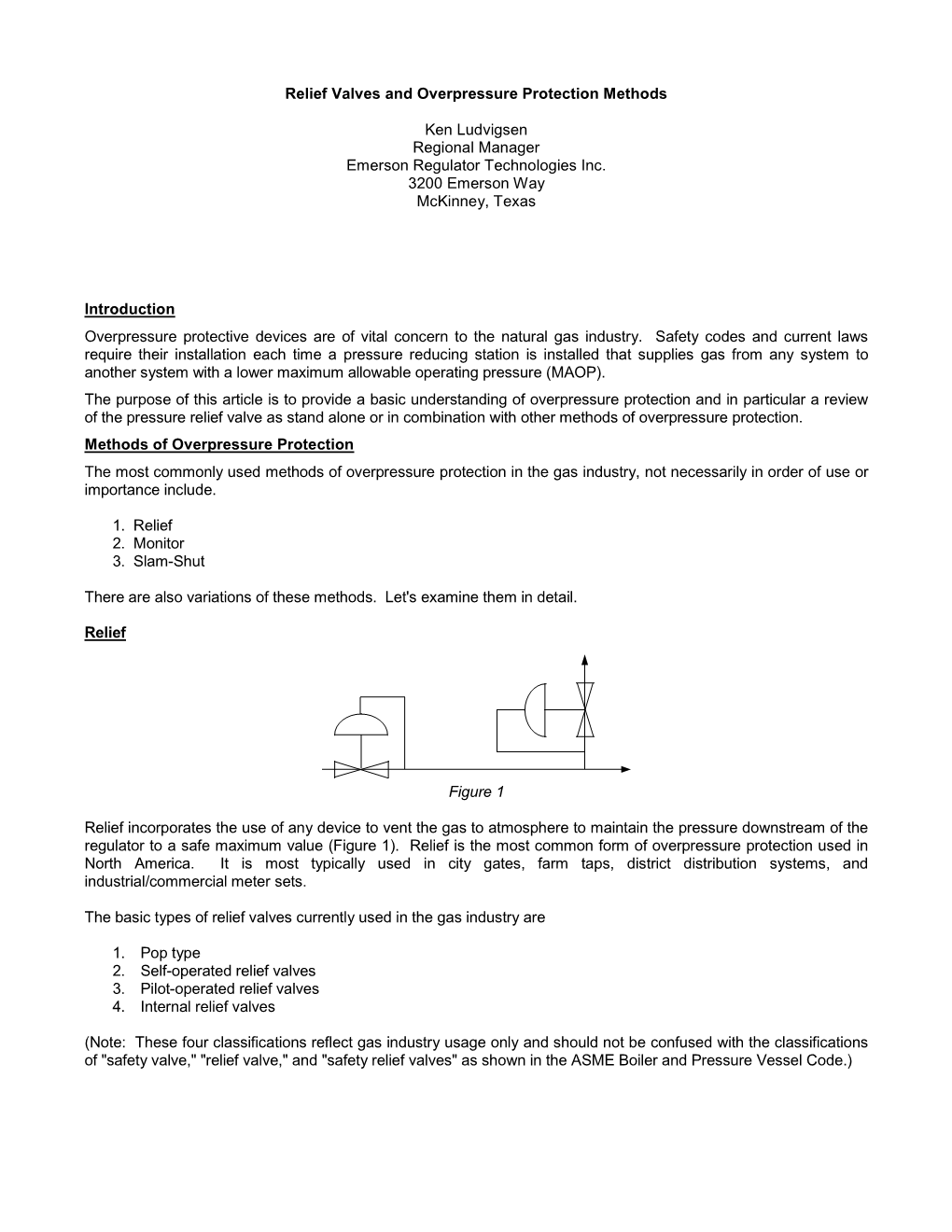 Relief Valves and Overpressure Protection Methods