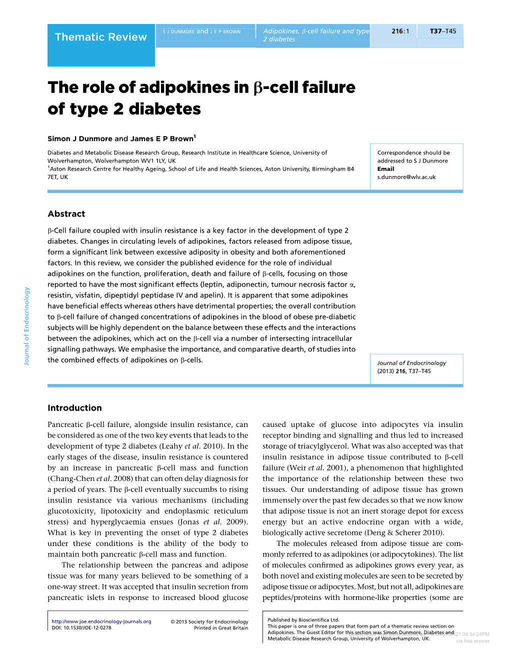 The Role of Adipokines in B-Cell Failure of Type 2 Diabetes