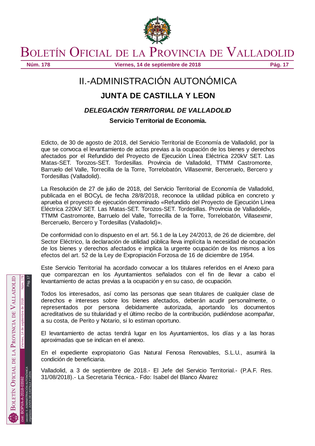 Boletín Oficial De La Provincia De Valladolid Núm