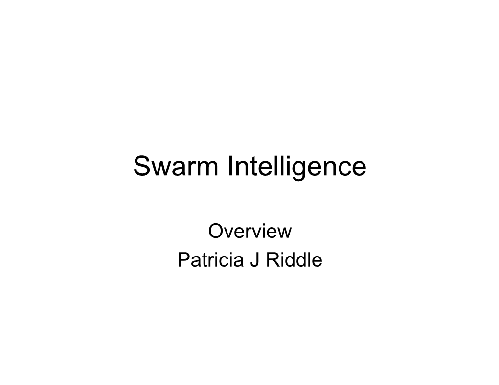 Swarm Intelligence