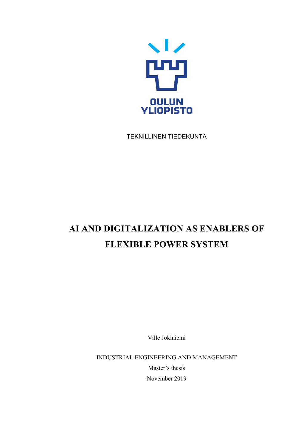 Ai and Digitalization As Enablers of Flexible Power System