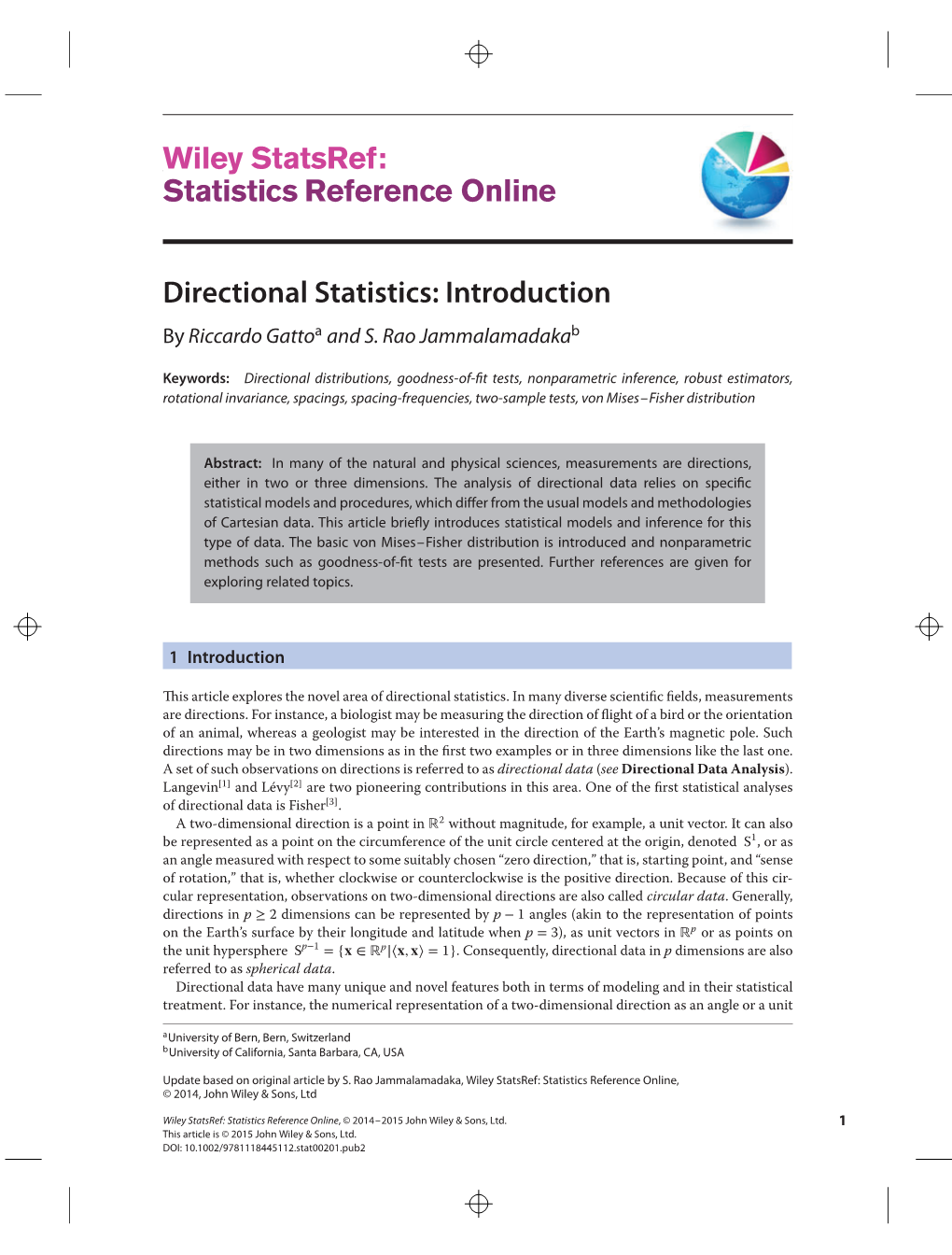 Directional Statistics: Introduction