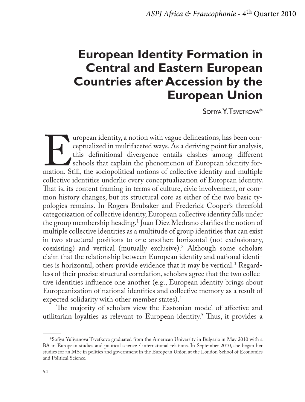 European Identity Formation in Central and Eastern European Countries After Accession by the European Union