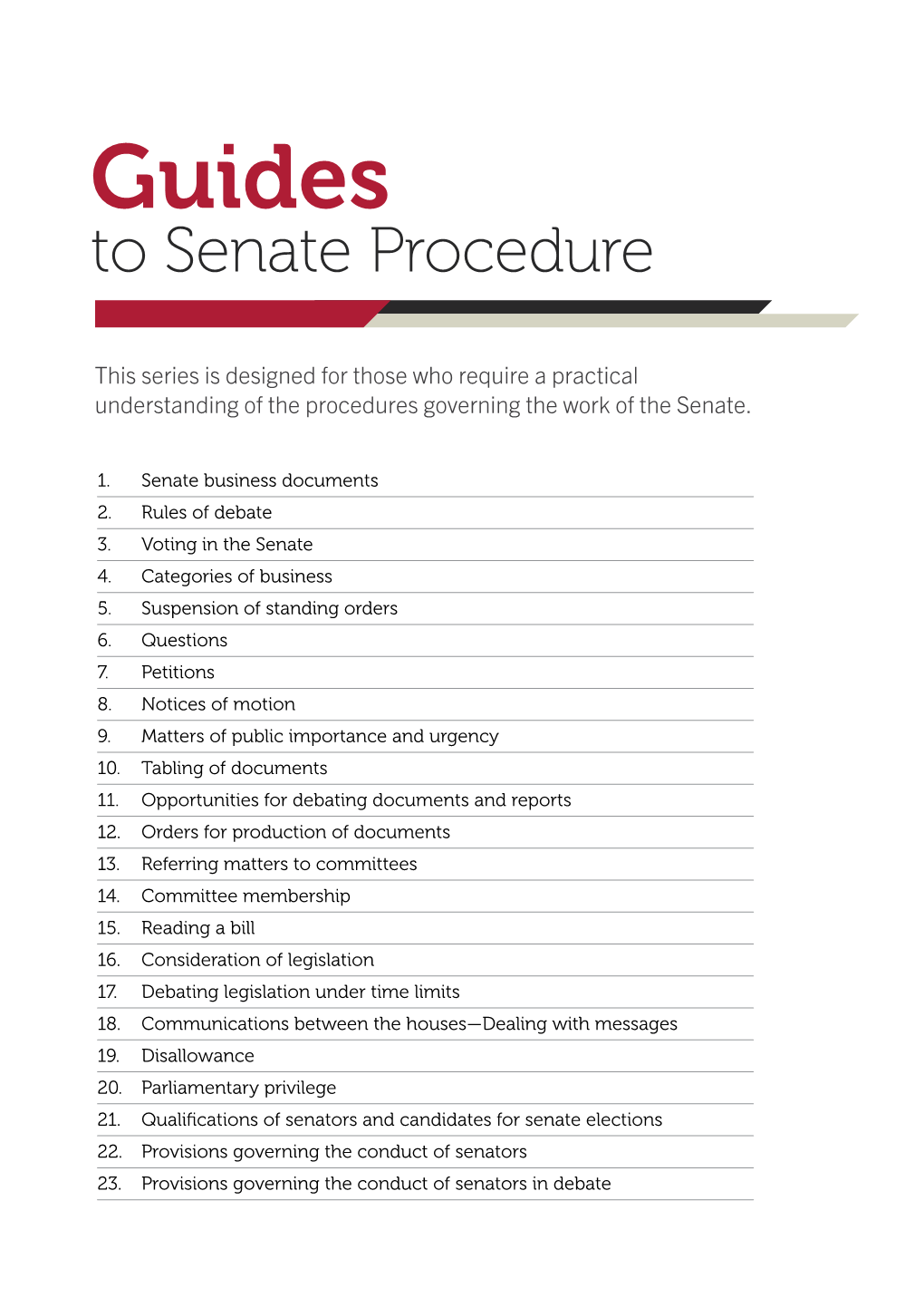 Guides to Senate Procedure