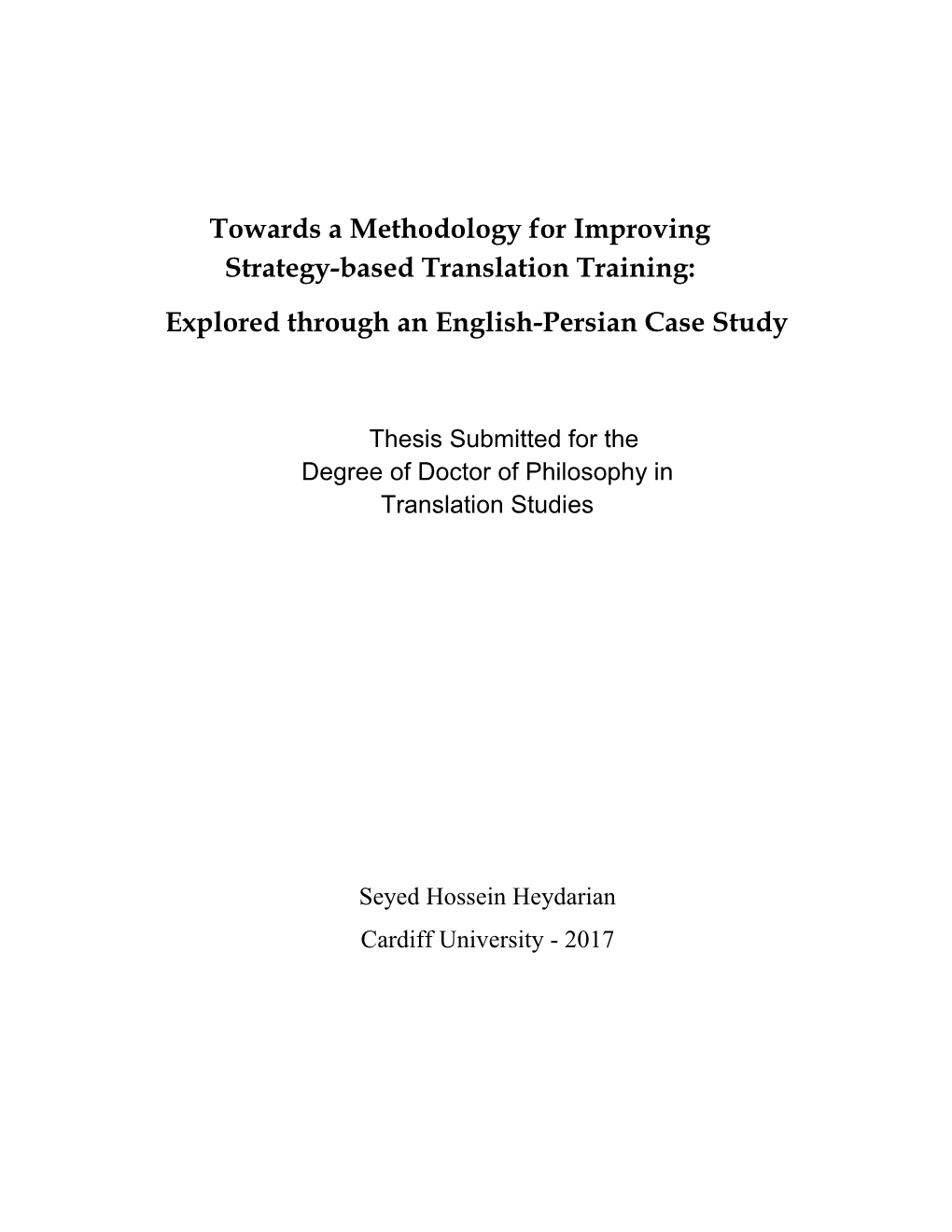 Towards a Methodology for Improving Strategy-Based Translation Training: Explored Through an English-Persian Case Study