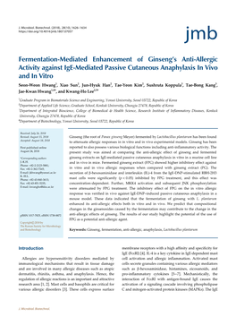 Fermentation-Mediated Enhancement of Ginseng's Anti-Allergic Activity