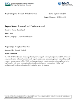 Report Name: Livestock and Products Annual