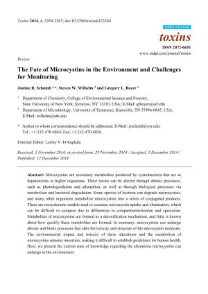 The Fate of Microcystins in the Environment and Challenges for Monitoring