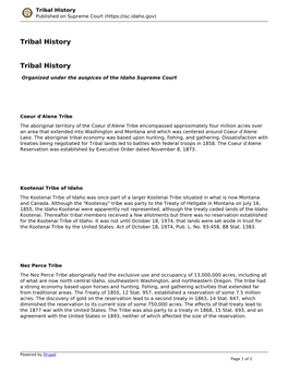 Tribal History Published on Supreme Court (