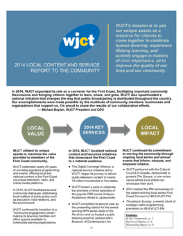 In 2014, WJCT Expanded Its Role As a Convener for the First Coast