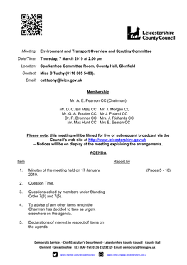 (Public Pack)Agenda Document for Environment and Transport