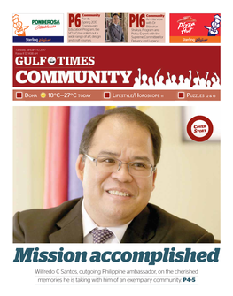Mission Accomplished Wilfredo C Santos, Outgoing Philippine Ambassador, on the Cherished Memories He Is Taking with Him of an Exemplary Community