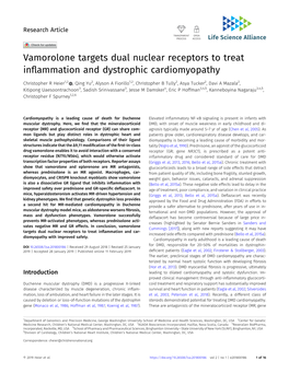 Vamorolone Targets Dual Nuclear Receptors to Treat Inflammation and Dystrophic Cardiomyopathy