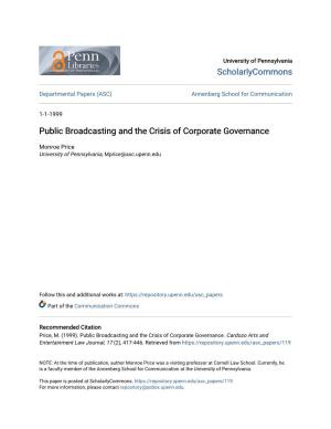 Public Broadcasting and the Crisis of Corporate Governance