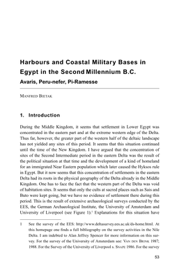 Harbours and Coastal Military Bases in Egypt in the Second Millennium B.C. Avaris, Peru-Nefer, Pi-Ramesse