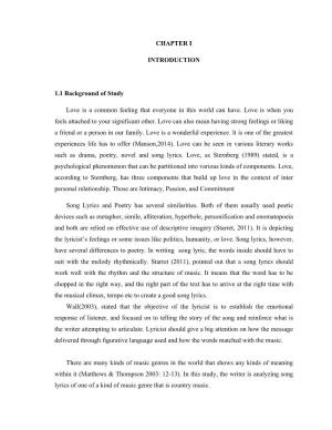 CHAPTER I INTRODUCTION 1.1 Background of Study Love Is A