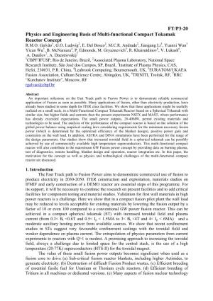 FT/P3-20 Physics and Engineering Basis of Multi-Functional Compact Tokamak Reactor Concept R.M.O