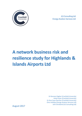 A Network Business Risk and Resilience Study for Highlands & Islands Airports
