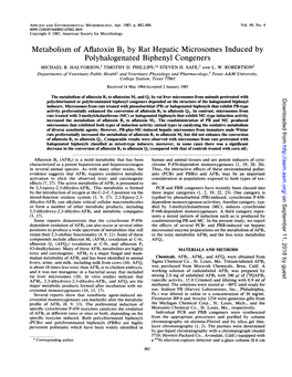 Metabolism of Aflatoxin B1 by Rat Hepatic Microsomes Induced by Polyhalogenated Biphenyl Congeners MICHAEL R