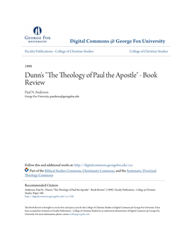 Dunn's "The Theology of Paul the Apostle" - Book Review Paul N