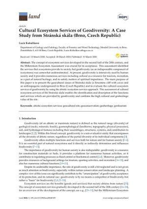 Cultural Ecosystem Services of Geodiversity: a Case Study from Stránská Skála (Brno, Czech Republic)