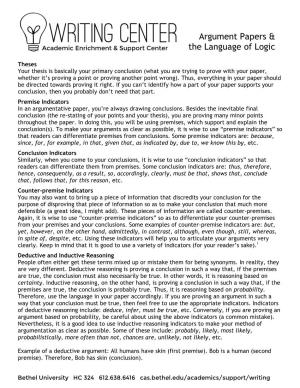 Argument Papers & the Language of Logic