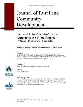 Leadership for Climate Change Adaptation in a Rural Region in New Brunswick, Canada
