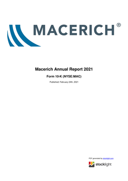Macerich Annual Report 2021