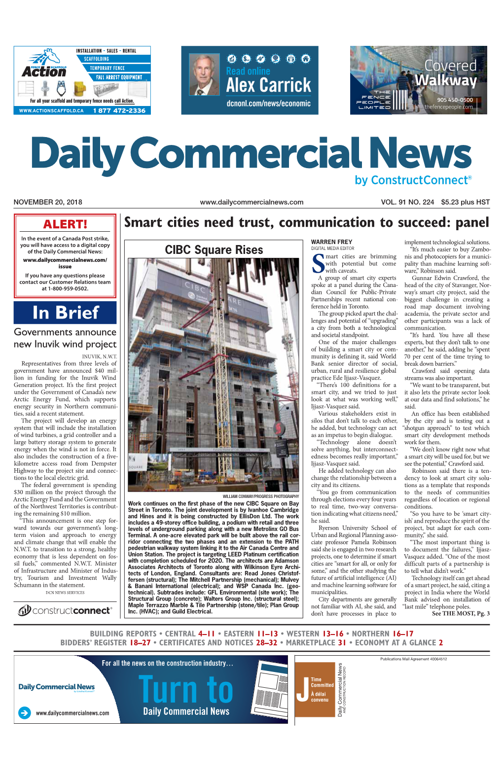 Turn to and CONSTRUCTION RECORD Î Daily Commercial News News Daily Commercial Page 2 Daily Commercial News November 20, 2018