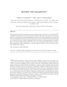Dynamic Risk Management *
