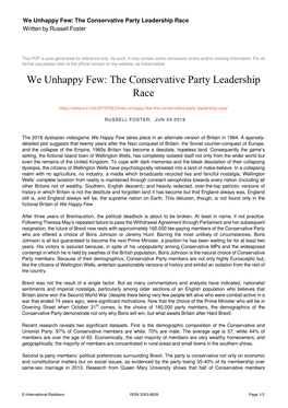 The Conservative Party Leadership Race Written by Russell Foster