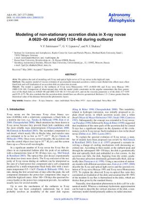 Modeling of Non-Stationary Accretion Disks in X-Ray Novae a 0620–00 and GRS 1124–68 During Outburst