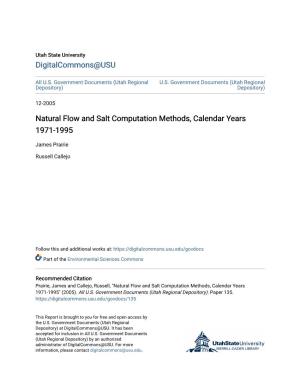 Natural Flow and Salt Computation Methods, Calendar Years 1971-1995