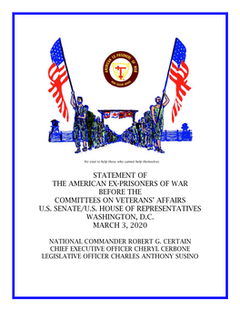 Statement of the American Ex-Prisoners of War Before the Committees on Veterans’ Affairs U.S