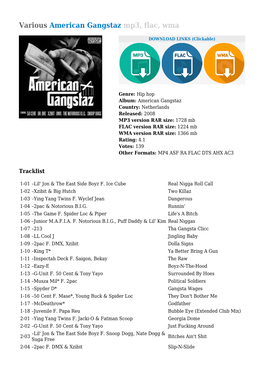 Various American Gangstaz Mp3, Flac, Wma
