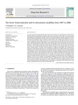 The Arctic Ocean Halocline and Its Interannual Variability from 1997 to 2008