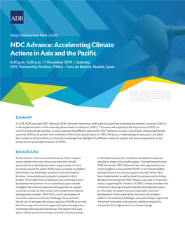 NDC Advance: Accelerating Climate Actions in Asia and the Pacific 4:30 P.M.–5:30 P.M