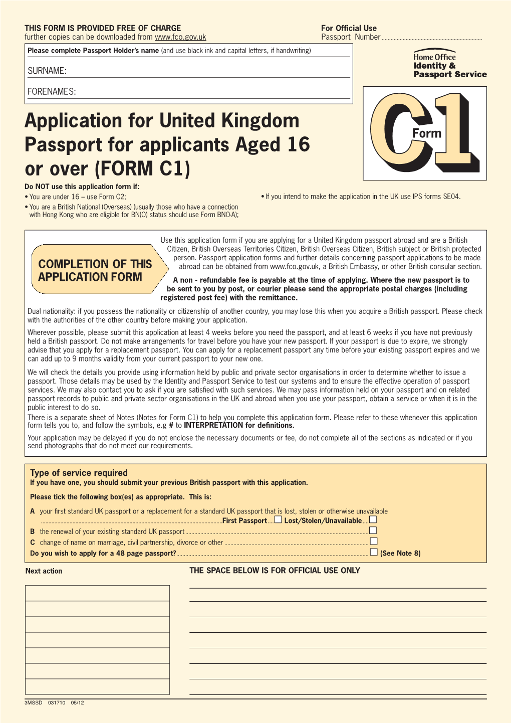 Application For United Kingdom Passport For Applicants Aged 16 Or Over   Application For United Kingdom Passport For Applicants Aged 16 Or Over Form 