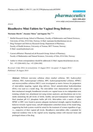 Bioadhesive Mini-Tablets for Vaginal Drug Delivery
