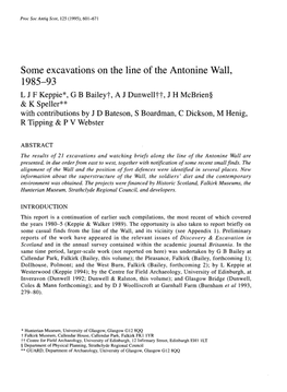 Some Excavations on the Line of the Antonine Wall, 1985-93
