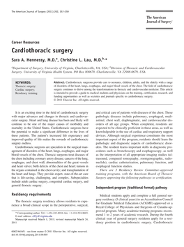 Cardiothoracic Surgery Sara A