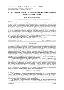 A Case Study on Winter Avifaunal Diversity Status in Arachandi Wetland, Banki, Odisha