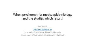 When Psychometrics Meets Epidemiology and the Studies V1.Pdf