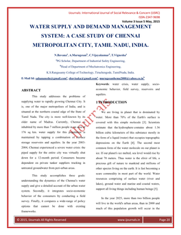 A Case Study of Chennai Metropolitan City, Tamil Nadu, India