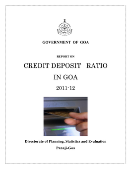 Credit Deposit Ratio in Goa