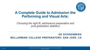 Admissions in the Fine and Performing Arts
